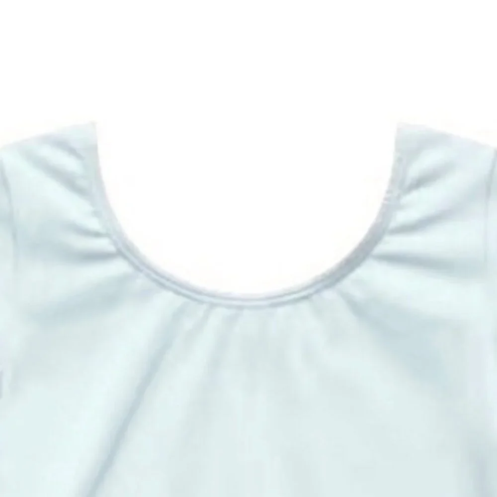 Danskin Childs M 8-10 Long Sleeve Leotard China Blue Scoop Neck Dance Class